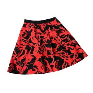 Ellen Tracy Womens Red & Black Abstract Print A-Line Skirt Size 8